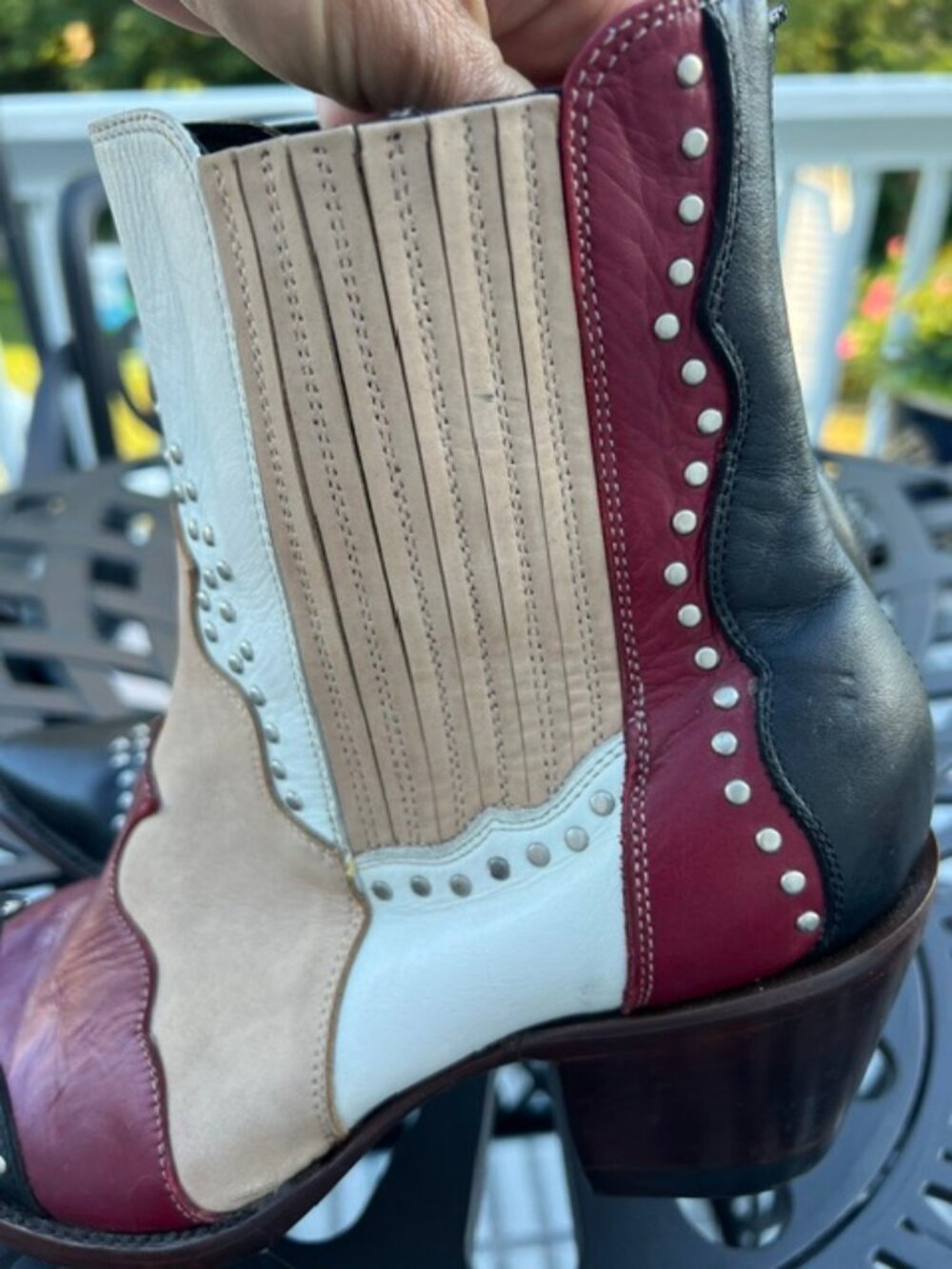 Old Gringo Yippee Women's  Beige/White/Red/Blue Studded Ankle Boots - Size 10 B - Picture 13 of 16